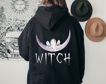 Crystal Witch Hoodie, Witch Hoodie, Witchy Gift, Witchcraft Hoodie, Witchy Clothing, Mystical Hoodie, Crystal Lovers