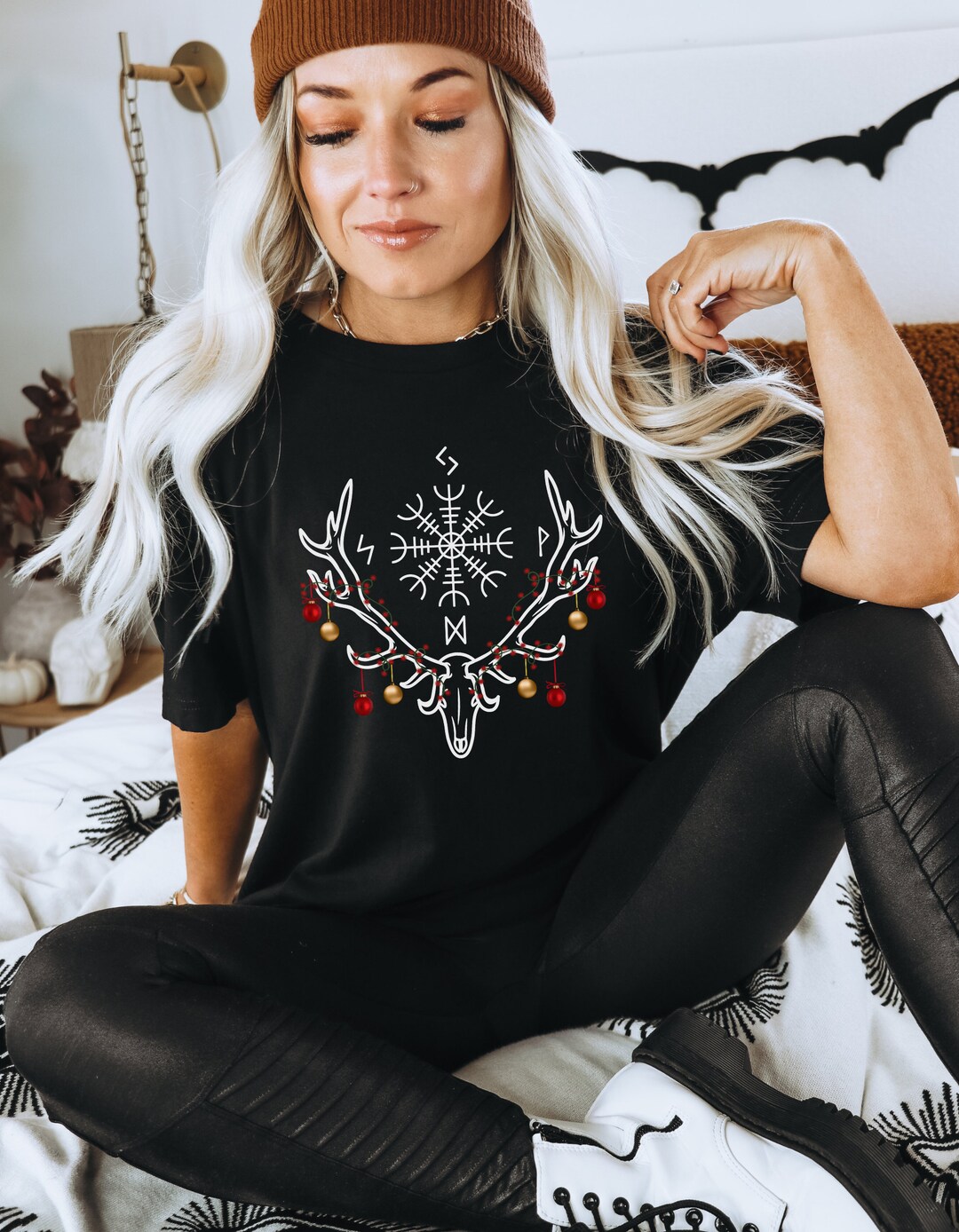 Winter Stagg Yule Shirt, Winter Solstice, Stagg, Viking Holiday, Viking Compass ...