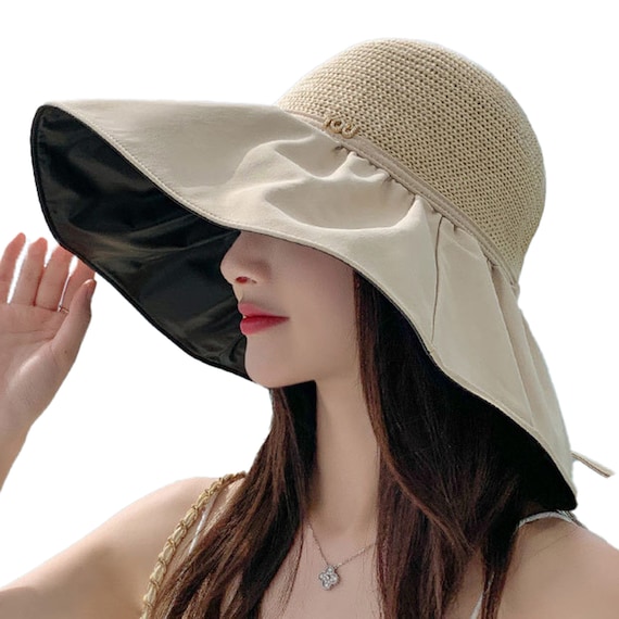 Straw Wide Brim Sun Hat - Foldable Packable Beach Hat UPF 50+ Beach Hats for Women - Beach Hat Womens UPF 50+, Packable  main image 2