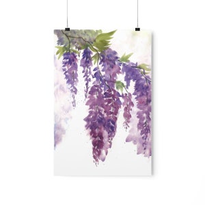 Wisteria Watercolor Print on Poster Wall Art for Living Room Bedroom Kitchen Office Home Decor
