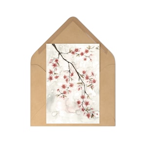 Set di 7 cartoline: Cherry Blossom Postcards Watercolor Cards Floral Art Colorful Postcards