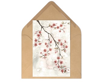 Ensemble de 7 cartes postales: Cartes postales en fleurs de cerisier Cartes aquarelles Art floral Cartes postales colorées