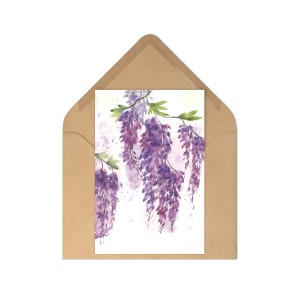 Set van 7 ansichtkaarten: Blauweregen Ansichtkaarten Aquarelkaarten Bloemsierkunst Kleurrijke Ansichtkaarten