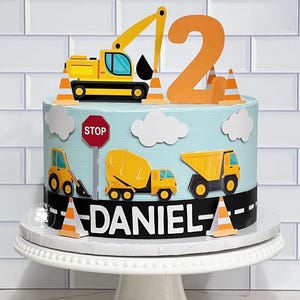 Construction Party Cake Topper: Glitter Builder Birthday Decor