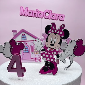 Pink Minnie Cake Topper - Pink Minnie Birthday - Pink Minnie Cake - Pink Minnie Theme Party - Minnie Rosa Topo de Bolo