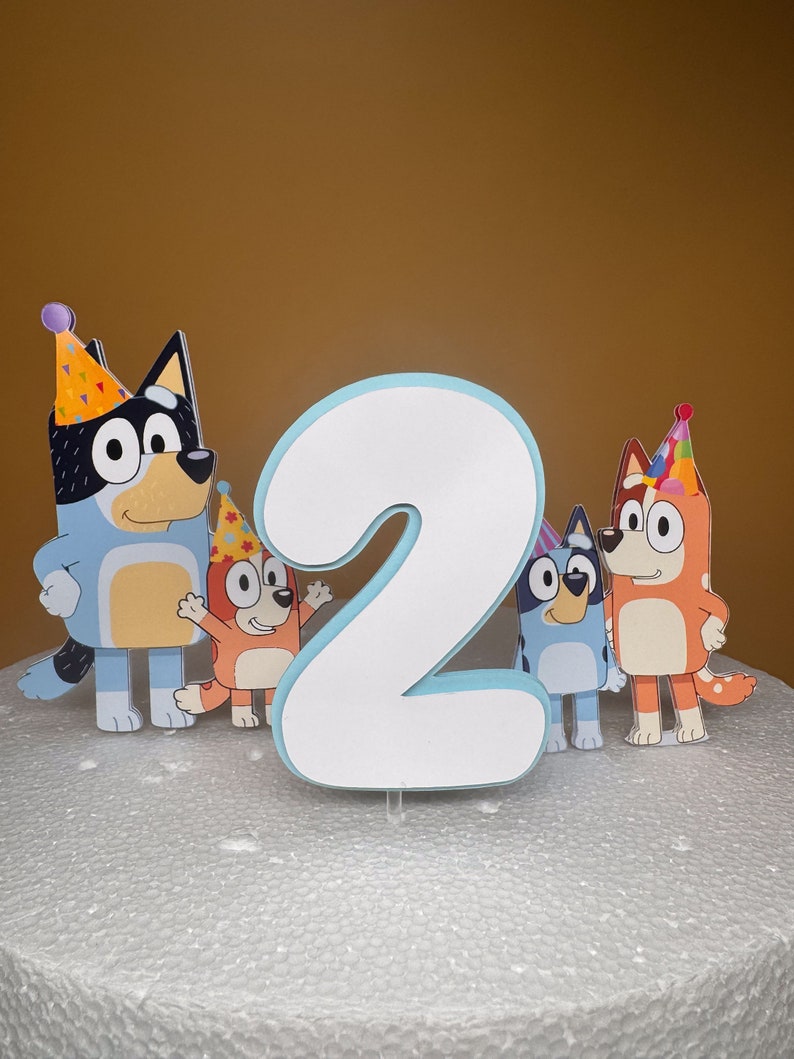 Bluey Cake Topper - Bluey Birthday - Bluey Cake - Bluey Theme Party - Blue Dog Cake Topper bild 4