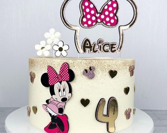 Minnie Maus Cake Topper: Glitzer Geburtstag Party Dekor