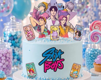 Saja Boys Cake Topper, Personalized Kpop Demon Hunters Boy Group