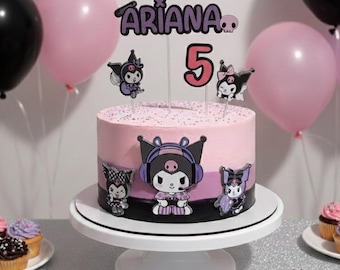 Kuromi Cake Topper | Kuromi and Friends Cake | Kurimo Birthday | Kitty and Friends Theme Party | Cinnamon Roll Birthday | Custom Cake Topper