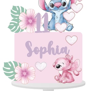 Stitch & Angel Cake Topper Watercolor