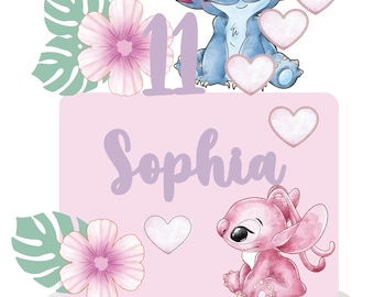 Stitch & Angel Cake Topper Watercolor