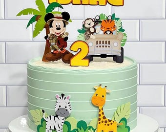 Micky Safari Cake Topper: Glitzer Geburtstag Partydekoration
