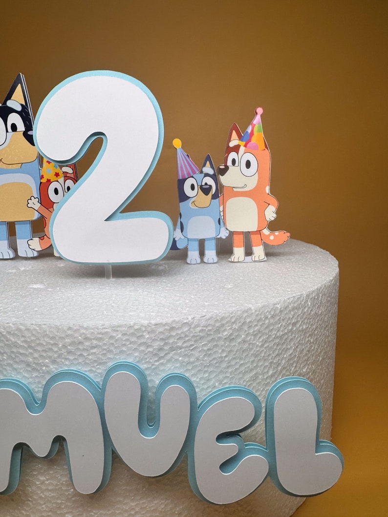 Bluey Cake Topper - Bluey Birthday - Bluey Cake - Bluey Theme Party - Blue Dog Cake Topper bild 3