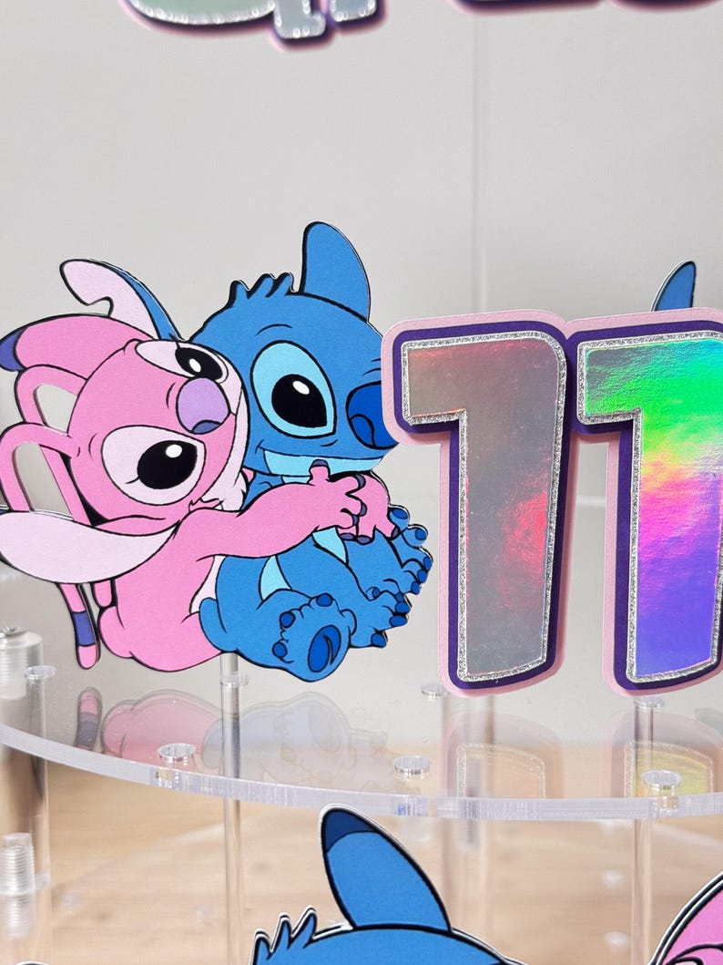 Stitch Cake Topper | Personalized Stitch and Angel Cake Topper | Custom ...
