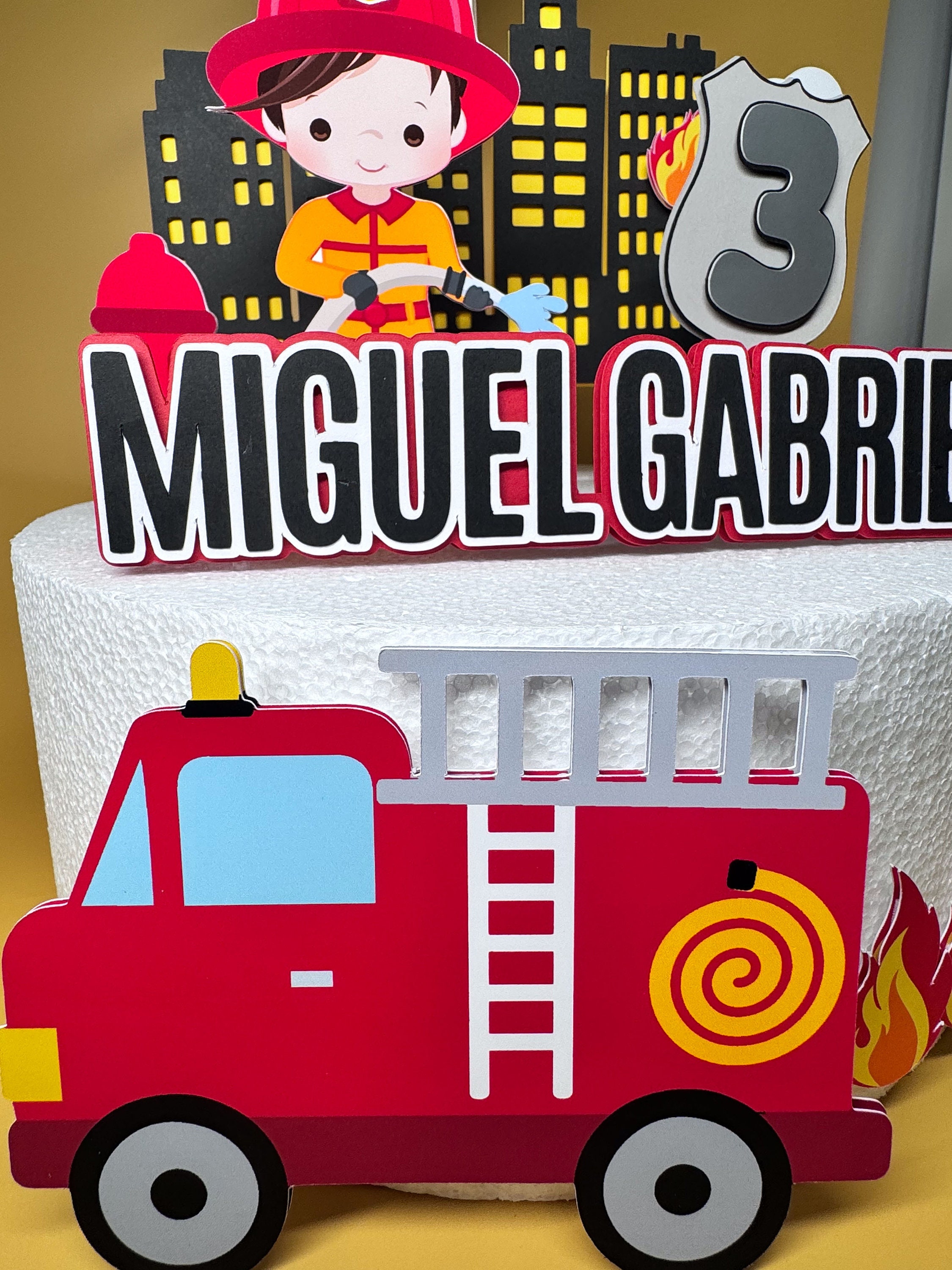 Fire Fighter Topper Firefighter Birthday Cake Topper | Personalized Firemen Cake Topper ...