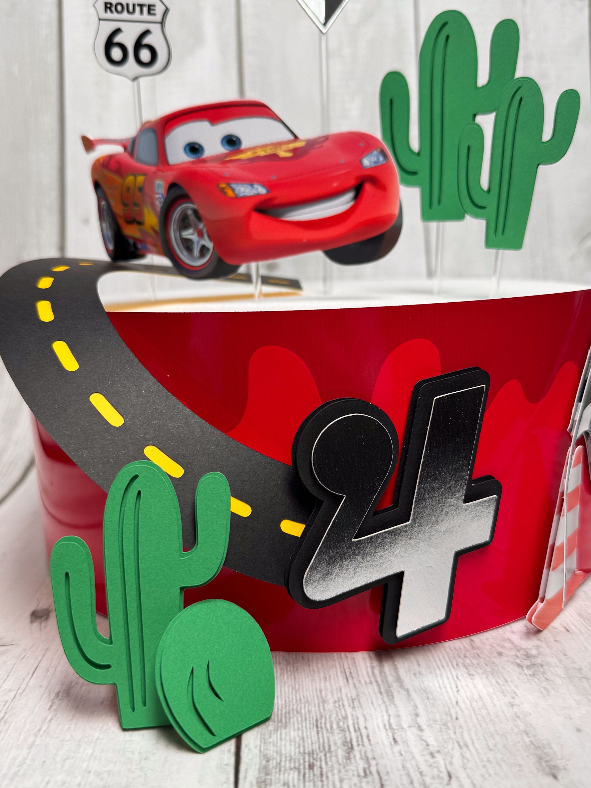 Décoration de gâteau de voiture de course vintage / Décoration de gâteau à deux vitesses / Décoration de fête d'anniversaire de voiture de course / Décorations de fête d'anniversaire à deux vitesses