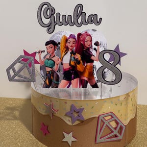 Kpop Demon Hunters Cake Topper | Personalized Kpop Demon Hunters | Custom Birthday Party Decoration | Huntrix Cake Decor | Kpop Cake Topper image 2