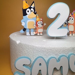 Bluey Cake Topper - Bluey Birthday - Bluey Cake - Bluey Theme Party - Blue Dog Cake Topper bild 2