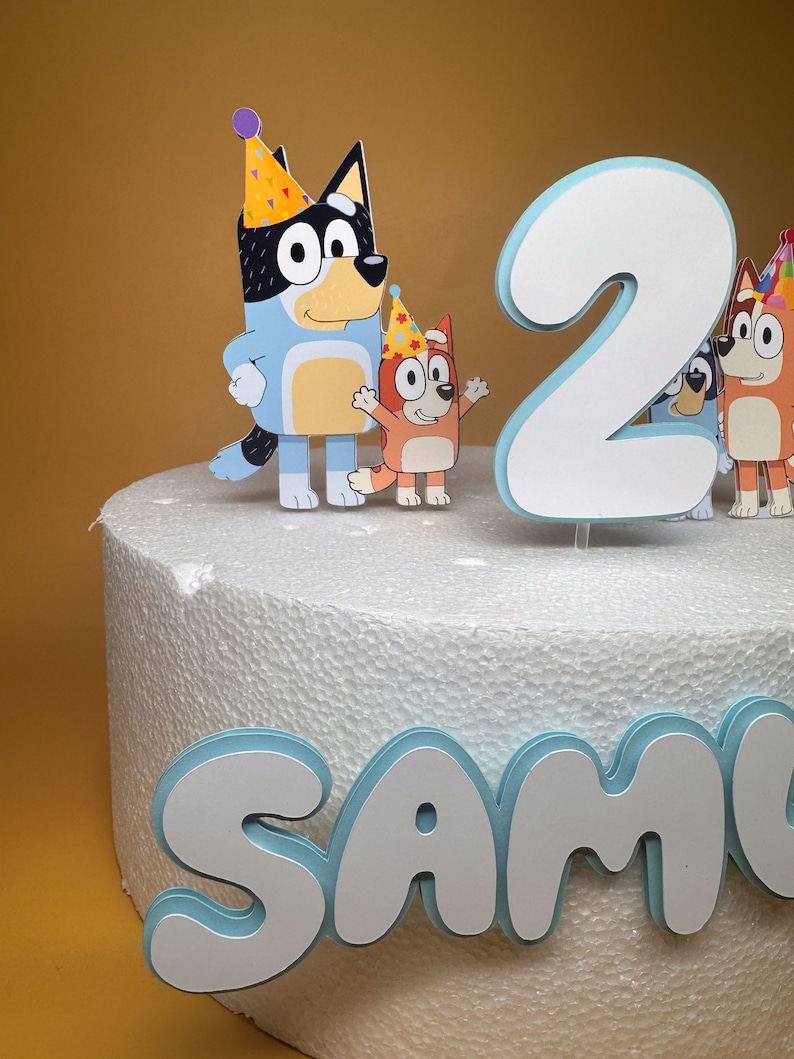 Bluey Cake Topper - Bluey Birthday - Bluey Cake - Bluey Theme Party - Blue Dog Cake Topper bild 2