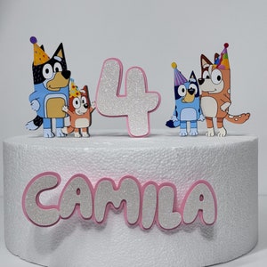 Bluey Cake Topper - Bluey Birthday - Bluey Cake - Bluey Theme Party - Blue Dog Cake Topper Rosa