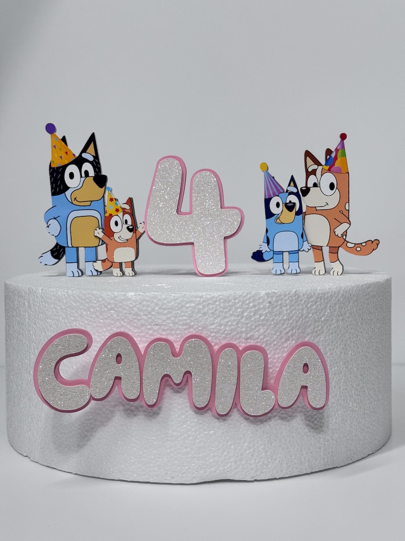 Bluey Cake Topper - Bluey Birthday - Bluey Cake - Bluey Theme Party - Blue Dog Cake Topper Rosa