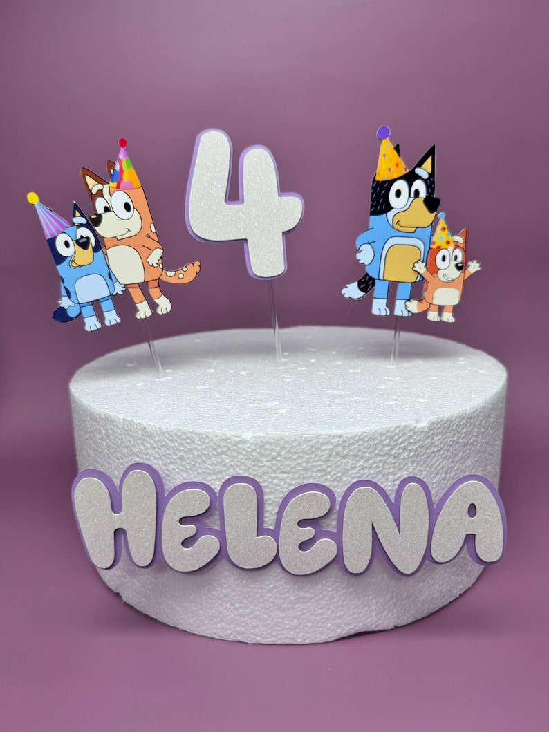 Bluey Cake Topper - Bluey Birthday - Bluey Cake - Bluey Theme Party - Blue Dog Cake Topper Lila