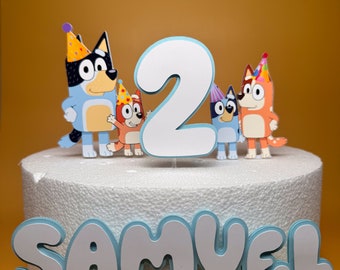 Bluey Cake Topper - Bluey Birthday - Bluey Cake - Bluey Theme Party - Blue Dog Cake Topper