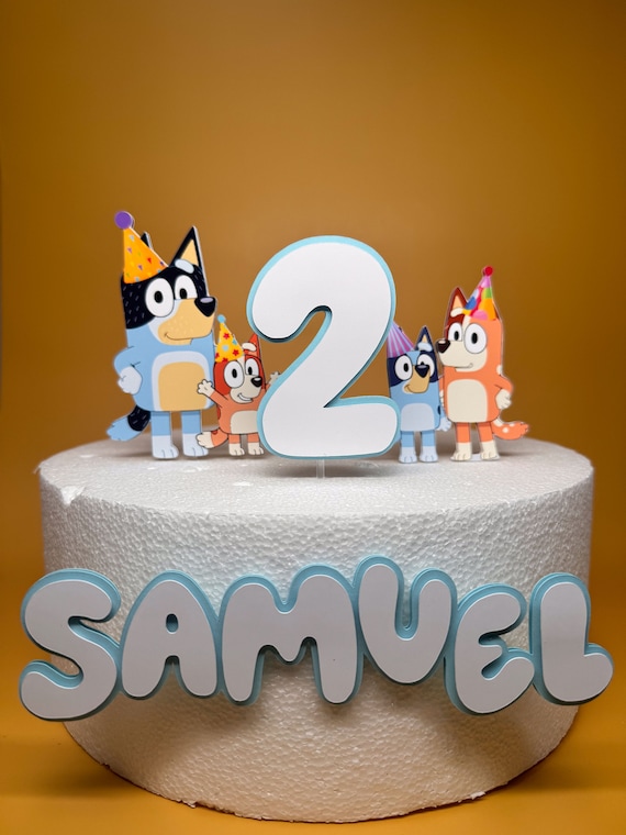 Bluey Cake Topper - Bluey Birthday - Bluey Cake - Bluey Theme Party - Blue Dog Cake Topper