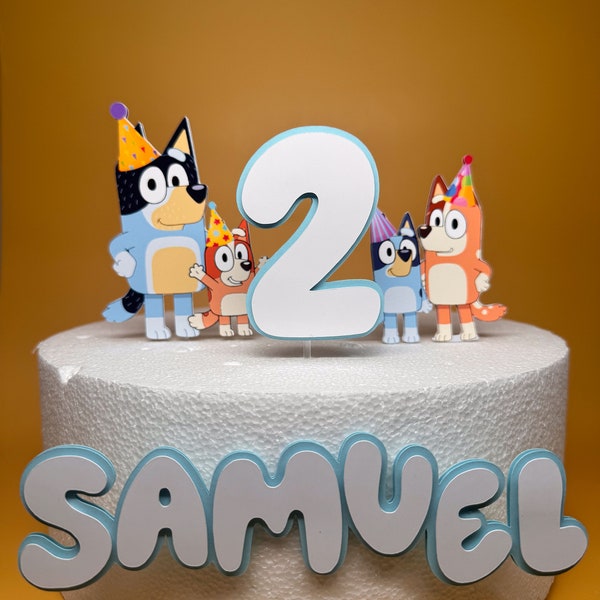 Bluey Cake Topper - Bluey Birthday - Bluey Cake - Bluey Theme Party - Blue Dog Cake Topper