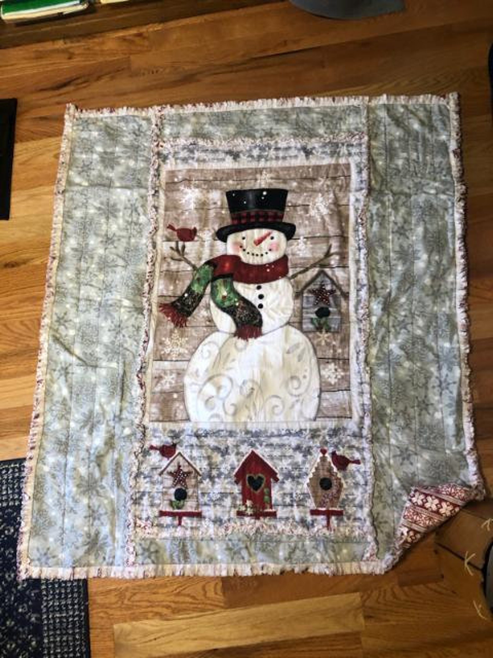 Snowman Rag Quilt Etsy