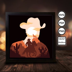 Cowboy Western Shadow box vector templates (svg, pdf, png)