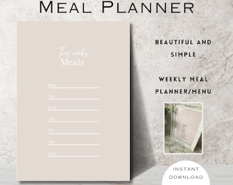 Meal planner, weekly meal planner, weekly dinner menu, weekly meal planner A4, printable meal planner, printable menu