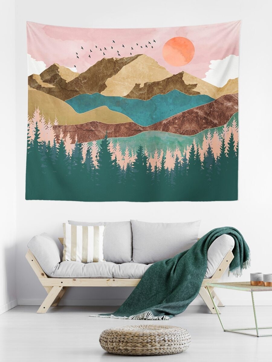Wall Tapestry Forest Etsy