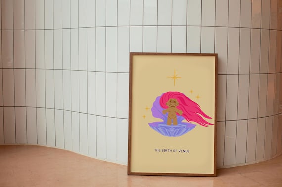 BIRTH of VENUS TROLL Poster, 90s Art Print, Venus Decor, y2k Wall Art, 2000s Aesthetic Decor, Trendy Printable Art, Digital Art Print, Funny