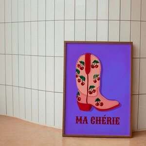 Ma CHERIE COWBOY BOOT, Printable Western Poster, Western Decor, Cowgirl Boot Print,  Trendy Illustration, Country Decor, Cowboy Aesthetic