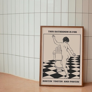 This Bathroom is for Rootin' Tootin' and Pootin', Printable Western Art, Minimalist Decor, Digital Download, Bathroom Poster, Line Art