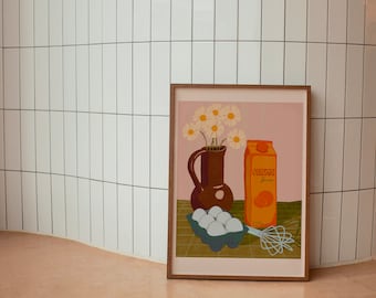 Mid-Century Kitchen Art Print, Retro Still Life (Digital Download)