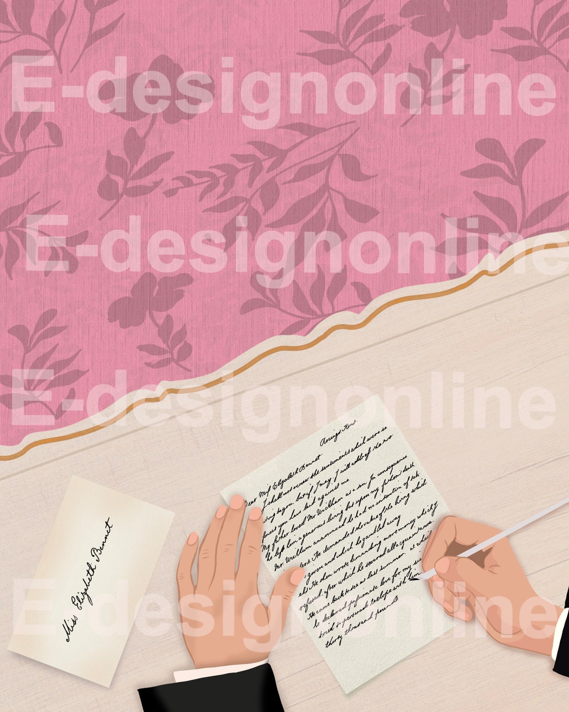 Mr. Darcys Letter to Elizabeth Pride and Prejudice Jane Austen Printable Wall Art Vertical Wall