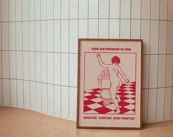 This Bathroom is for Rootin&#39; Tootin&#39; and Pootin&#39;, Printable Western Art, Minimalist Decor, Digital Download, Bathroom Poster, Line Art