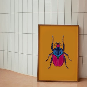 IMPRESIÓN DE ERRORES, Arte de insectos coloridos, Póster imprimible, Arte de insectos maximalista, Ilustración de insectos, Arte de escarabajos, Descarga digital, Decoración colorida.