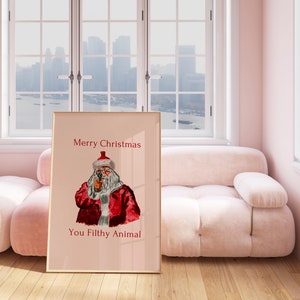 Vintage Santa Clause, Merry Christmas You Filthy Animal, Printable Art, Christmas Decor, Printable Holiday Decor