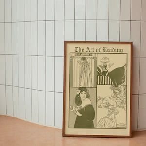 THE ART Of READING Poster, Book Print, Book Readers Wall Art, Printable Art, Large Bookworm Wall Art, Vintage Wall Art, Bookish Decor