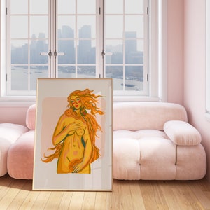 NACIMIENTO de VENUS POSTER, Impresión abstracta colorida, Decoración de Venus, Arte de pared de mitología, Decoración femenina, Arte imprimible de moda, Impresión digital