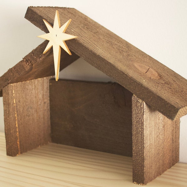 Rustic Handmade Wood Nativity Stable Manger 3 new colors for a limited time No price increase in the last 4 years