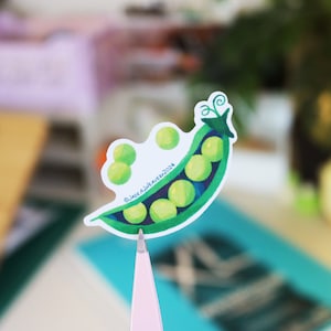 Cute Peapod Sticker | Cottagecore Aesthetic Peas in a Pod Decal | Vegetable Illustration Stationery for Laptop / Scrapbooking | Matte Vinyl