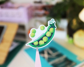Cute Peapod Sticker | Cottagecore Aesthetic Peas in a Pod Decal | Vegetable Illustration Stationery for Laptop / Scrapbooking | Matte Vinyl