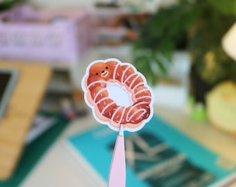Kawaii Teddy Bear Mochi Doughnut Sticker | Cute Chocolate Animal Pastry Donut Decal | Aesthetic Scrapbooking Stationery | Gift for Bakers