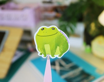 Cute Frog Sticker | Happy Froggy Decal | Cottagecore Aesthetic Amphibian Lover Gift | Stationery for Scrapbooking / Laptop | Frog Owner Gift