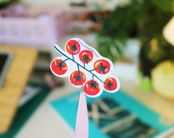 Aesthetic Tomato Girl Sticker | Cute Tomatoes on Vine Matte Vinyl Decal | Trendy Illustration Stationary for Scrapbooking / Laptop / Bujo