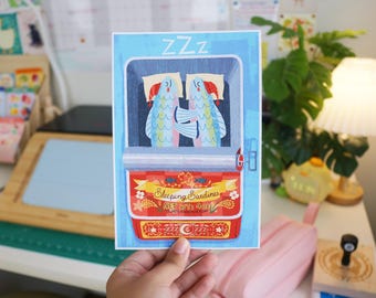 Sleeping Sardines Illustrated Print | Tinned Fish Artwork | Eclectic Maximalist Home Decor | Kitschy Aesthetic Nursery Art | Anchovy Design